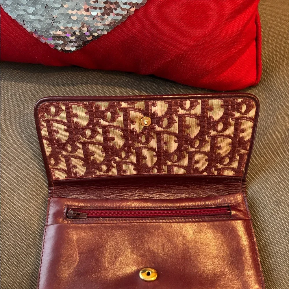 Dior Trotter vintage Burgundy Monogram Clutch wallet - Picture 8 of 9